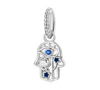 Charm de palma y ojo de corazón inmaculado, accesorio de pulsera con dijes de plata esterlina 925, compatible con con Pandora Bracelet Neckalce, regalo para mujeres