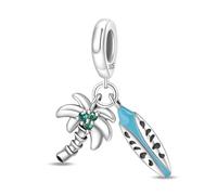 Charm de tabla de surf, accesorio de pulsera de plata de ley 925, collar de pulsera Pandora compatible con, regalo para mujeres