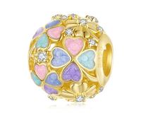 Charm de trébol de cuatro hojas, accesorio de pulsera con dijes de plata de ley 925, compatible con Collar de pulsera Pandora