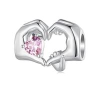 Charm del Día de la Madre para pulsera Pandora, Abalorio de corazón de amor en tus manos de plata esterlina 925, Regalos de joyería navideña para mamá, hija, hermana