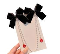 Charm Dofold - Pinza para el pelo con moño para niñas pequeñas con diseño de borlas, pasadores laterales para cumpleaños de niños y fotografía