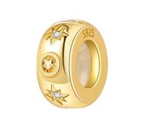 Charm espaciador de estrella y luna, Charm para pulsera, collar de pulsera Pandora compatible con