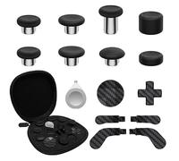 CHARM FOCUS Kit de repuesto de joysticks metálicos 16 en 1 para accesorios Xbox Elite Series 2, incluye joysticks magnéticos, paletas, tapas de silicona, crucetas y 1 herramienta (Negro fibra)