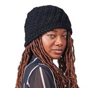 CHARM Gorras De Hombre De Algodón 100%, Gorro Invierno Mujer De Ganchillo Hecho A Mano, Gorro De Punto Grueso, Gorro Kufi para Todas Las Estaciones Negro