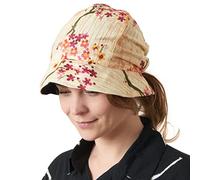 CHARM Gorro para El Sol Plegable Mujer - Protección UPF Verano Quimio Sombrero Flor Beige