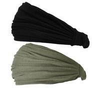 CHARM Hombre Cinta De Correr & Bandana, Negro, Caqui Paquete De 2 M