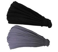 CHARM Hombre Cinta De Correr - Bandana Pelo Pañuelos Diadema Mujer Elastica Negro, Gris Oscuro Paquete De 2 M