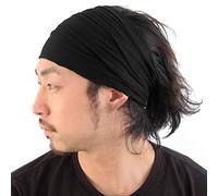 CHARM Hombre Cinta De Correr - Bandana Pelo Pañuelos Diadema Mujer Elastica Negro M