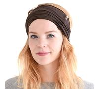 CHARM Hombre Elástico Bandana Cinta Para El Pelo Venda Japonés Largo Cabello Rastas Cabeza Envolver Marrón