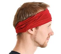CHARM Hombre Elástico Bandana Cinta Para El Pelo Venda Japonés Largo Cabello Rastas Cabeza Envolver Rojo