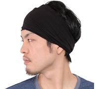 CHARM Hombre Elástico Bandana Cinta Para El Pelo Venda Japonés Largo Cabello Rastas Cabeza Envolver Negro