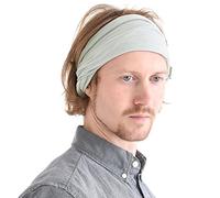 CHARM Hombre Elástico Bandana Cinta Para El Pelo Venda Japonés Largo Cabello Rastas Cabeza Envolver Gris Luz