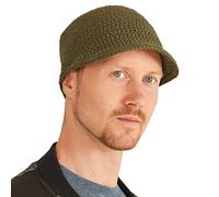 CHARM Hombres Pescador Kufi Gorros - 100% Algodón Cráneo Gorra Croché Quimio Casquillo Caqui