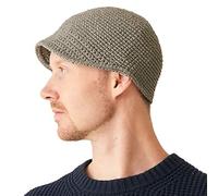 CHARM Hombres Pescador Kufi Gorros - 100% Algodón Cráneo Gorra Croché Quimio Casquillo Gris