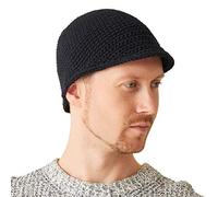 CHARM Hombres Pescador Kufi Gorros - 100% Algodón Cráneo Gorra Croché Quimio Casquillo Negro