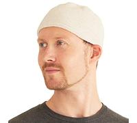 CHARM Kufi Hat Mens Beanie - Men Cotton Skull Cap Hand Made 2 Sizes Islam White M