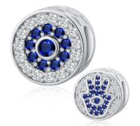Charm mal de ojo,Colgante Charm de mal de ojo Hassam de plata de ley 925 y Charm mujer Para abalorios Pandora compatibles con pulseras europeas Regalos para mujer y niñas