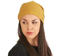 CHARM Mujer Hombre Gorro de Verano Ligeras - Sombrero Slouchy Beanie de 100% Algodón Oncologico Elastico Mustard L