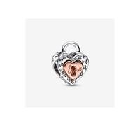 Charm - PANDORA - Corazón Separado Candado Bicolor - Plata 925 - Dorado - Multicolor