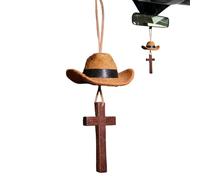 Charm para coche - para coche no tejido de 15 cm | Sombrero de con colgante de cruz, colgador decorativo para espejo retrovisor, accesorios de Interior de, regalo para hombres y m