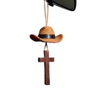 Charm para espejo retrovisor | Colgante de cruz con sombrero de, decoración para espejo de coche - Accesorio para hombre mujer mochila bolso y casa