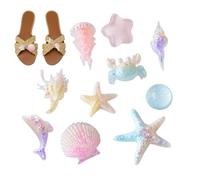 Charm para sandalias, 10 piezas, decoración divertida con tema marino, Char | Amuletos de resina para zapatos para mujeres y niñas, sandalias, playa, verano, en la piscina, cumpleaños, vacaciones,