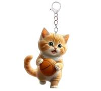 Charm Para Teléfono Con Forma De Gato - Acrílico 5x3,7 Cm | Gato Naranja 2D | Cadena De Teléfono Para Accesorios De Decoración De Teléfonos Inteligentes, Colgante De Bolso, Llavero, Lindo Regalo Colec