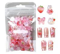 Charm para uñas - 1 cm 100X Charm con de fresa y conejito para uñas | Consejos de manicura 3D, decoración de , para citas, desplazamientos diarios, estilo de eventos, entusiastas de la art