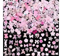 Charm para Uñas con Lazo, 200 Piezas 3D Dije para Uñas Multiforma Rosa Estilo Mixto Lazo Flor Oso Piruleta Corazón Accesorios para Decoración de Uñas DIY Diseño de Arte de Uñas