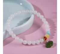 Charm Piedra Natural Hetian Jade Charm Feng Shui para Mujeres Pequeñas Piedras Preciosas de 6 mm con Cuentas Joyas de Vacaciones Amuleto de Jade Riqueza Buena Suerte (Color: J
