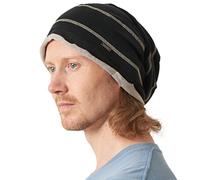 CHARM Puro Lino Gorros Beanie Sombrero Natural Tejido Hombre Mujeres Holgado Flojo Negro & Beige