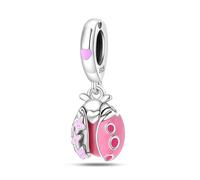 Charm romántico de mariquita, accesorio de pulsera con dijes de plata esterlina 925, collar de pulsera Pandora compatible con, regalo para mujeres