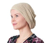 CHARM Sombrero De Ganchillo Slouchy De Gran Tamaño para Mujer, Sombrero De Hombre 100% Algodón, Rasta Tam Gorro Invierno para Mechones De Pelo Beige