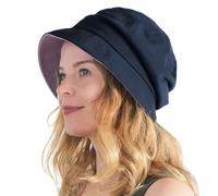 CHARM Sombrero de Sol Algodón Orgánico para Mujeres - Gorro Reversible Diseno Japones Ajustable Marino & Púrpura