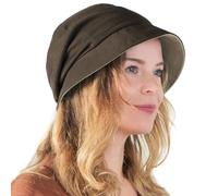 CHARM Sombrero de Sol Algodón Orgánico Para Mujeres - Gorro Reversible Diseno Japones Ajustable Marrón & Beige Gris