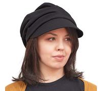 CHARM Sombrero de Sol Verano Algodón Orgánico Mujer - Visera para Quimioterapia Primavera Plegable, Protección UV y Piel Sensible Negro