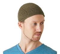 CHARM Sombrero Hombre Kufi Gorro de Punto - Gorro Crochet Algodón para Oración Verano Hecho A Mano Caqui M