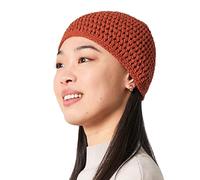 CHARM Sombrero Hombre Kufi Gorro de Punto - Gorro Crochet Algodón para Oración Verano Hecho A Mano Naranja Marrón Oxidado M