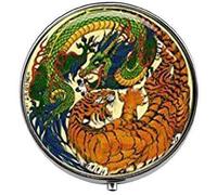 Charm Yin-Yang Dragon and Tiger - Píldora de fotos de arte de astrología - Caja de pastillas con encanto - Caja de cristal para caramelos