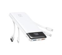 Charmast Power Bank 20000mAh, cargador portátil de carga rápida con cables integrados, 5 salidas y 4 entradas para iPhone 14 13 12 11 Samsung S21 S22 (blanco)