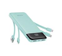 Charmast Batería externa con cables integrados, 4 baterías USB C de 10000 mAh, 6 salidas, 3 entradas con pantalla LED tipo C, cargador portátil compatible con smartphones, tabletas y más