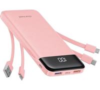 Charmast Batería Externa con Cables Integrados X 4, Powerbank USB C de 10000mAh con 6 Salidas 3 Entradas con Pantalla LED Tipo C Cargador Portátil Compatible con Smartphones Tabletas y Más
