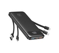 charmast Cargador portátil de 20000 mAh con cables integrados, batería externa de viaje de 22.5 W, carga rápida, paquete de batería USB C para iPhone 17/16/15/14/13/12, iPad, Samsung, Android, tablet