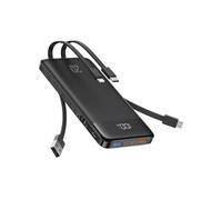 Charmast Power Bank 20000 mAh, Carga Rápida de 20 W, Batería Externa con Cables Integrados, 5 Salidas y 4 Entradas, Batería Portátil para iPhone 14 13 12 11 Samsung S21 S22 (Oscuro)