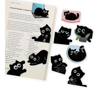 CharmBurst 10 Marcadores Magnéticos de Gatos Negros para Libros