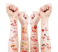 CharmBurst 10 Piezas de Tatuajes de Flamenco para Niños, Tatuajes Temporales con Diseños de Flamenco, Decoración Hawaiana y Tropical, Accesorios para Fiestas de Verano, Decoración de Fiesta de