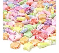 CharmBurst 300 Piezas de Abalorios acrílicos Lindos de Estrella de mar, Mini Conchas, Estrellas, Vida Marina, Abalorios Coloridos para Hacer Joyas y decoración DIY, decoración veraniega Marina