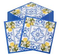 CharmBurst 40 Piezas servilleta Desechables Amarillo Azul, Decoración Veraniega limón, Vajilla Exteriores