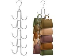 CharmBurst Organizador de bolsos para armario, colgador de bolsos mejorado con 10 ganchos grandes, rotación de 360 grados para una mejor organización y presentación