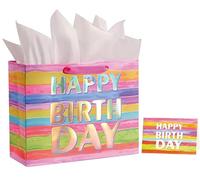 CHarmeFleur 13 Pulgadas Bolsa de Regalo Grande de Cumpleaños con Papel de Regalo y Tarjeta - Bolsas de Regalo Coloridas para Niños Mujeres o Cumpleaños de Mamá